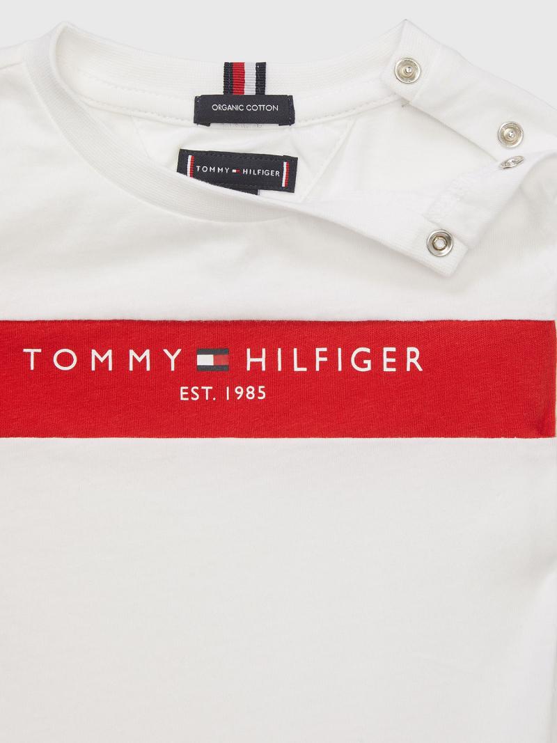 Lány Tommy Hilfiger Logo Stripe Póló Fehér | HU 1936XYU